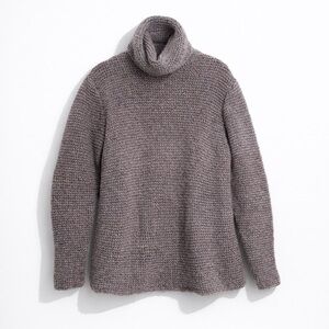 Handmade Women's Cozy Turtleneck Chunky Knit Sweater - Gray